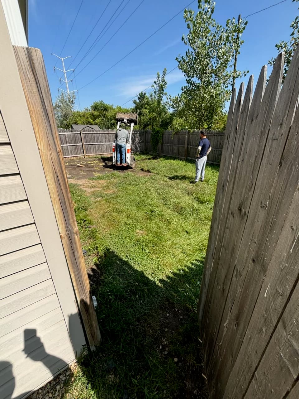 Cesar and crew working on a trampoline installation